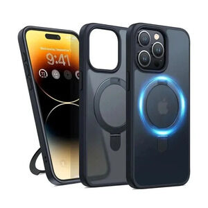 Humixx Translucent Black Case‎ For iPhone 15 Pro Max 6.7” Kickstand Mag-Guard